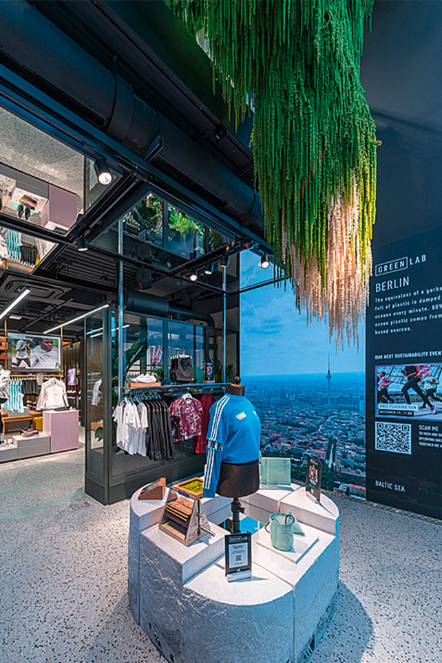 Das Green Lab ist das Herzstück des neuen Adidas Flagship- Stores auf dem Ku’damm in Berlin. Foto: Adidas