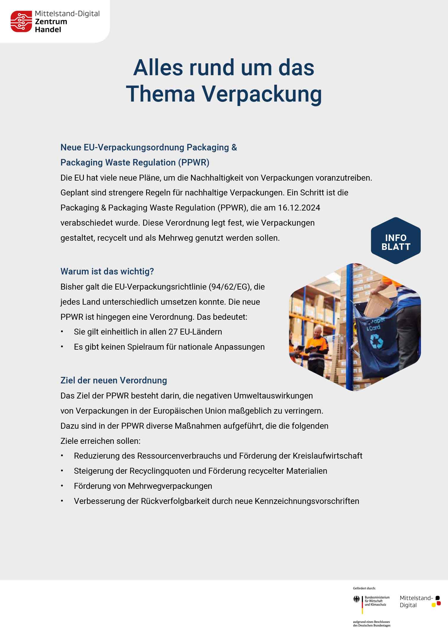 Infoblatt: Alles rund um das Thema Verpackung