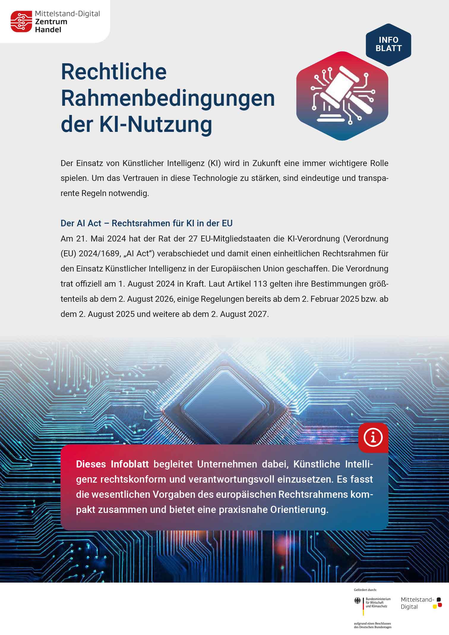 Infoblatt: Rechtliche Rahmenbedingungen der KI-Nutzung