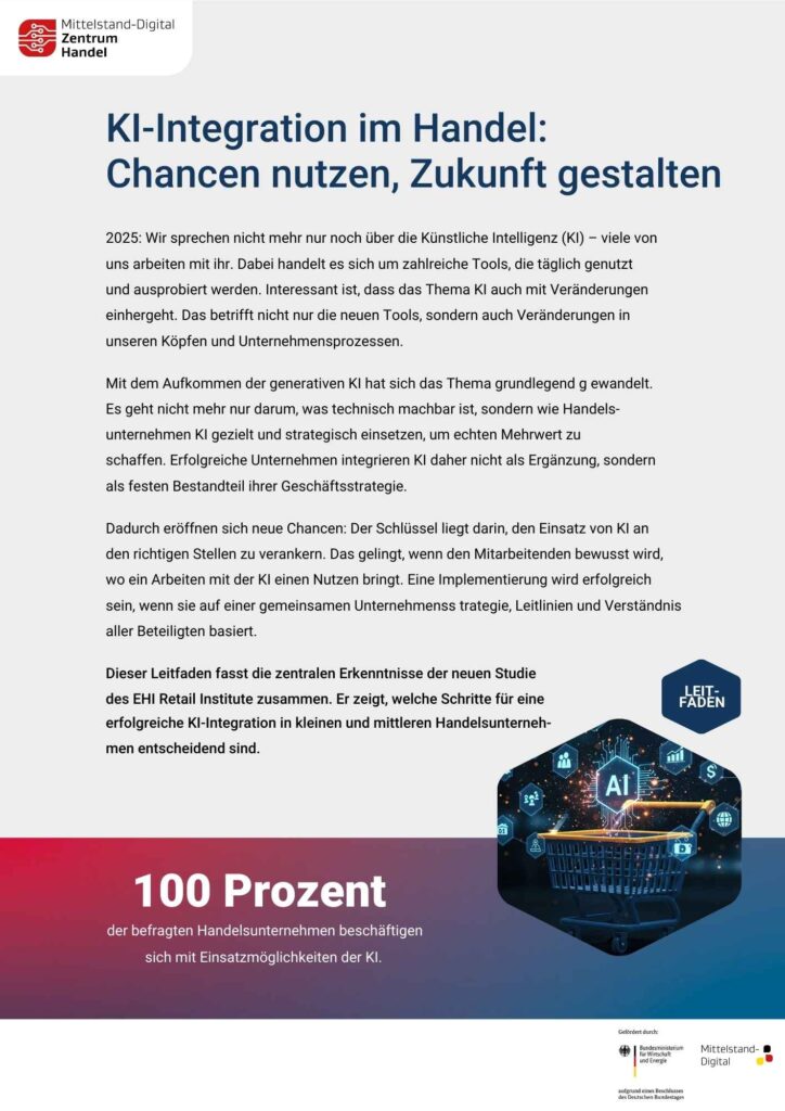 Leitfaden: KI-Integration im Handel - Chancen nutzen, Zukunft gestalten | Mittelstand-Digital Zentrum Handel