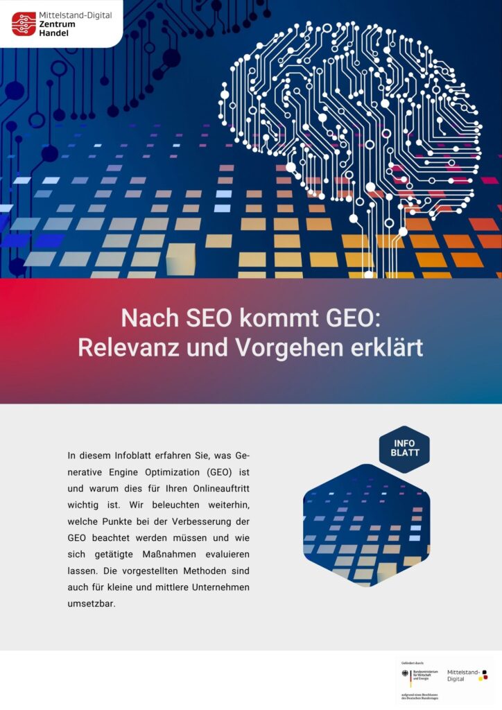 Infoblatt Cover: Generative Engine Optimization | Mittelstand-Digital Zentrum Handel